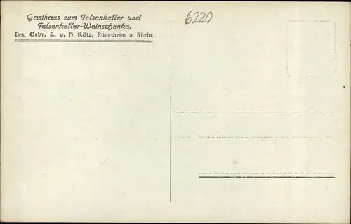 Ak Rüdesheim am Rhein, Gasthaus zum Felsenkeller, Weinschenke, Gebr. Rölz, Großer Keller, Wandbild