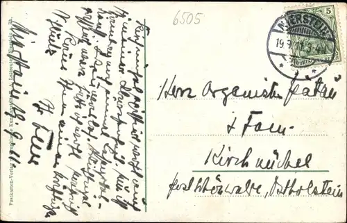 Ak Nierstein am Rhein, Panorama vom Rheinufer, Dampfer, Stempel Weingutsbesitzer Julius Eller