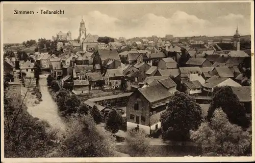 Ak Simmern im Hunsrück, Blick über die Dächer der Stadt, Kirchen