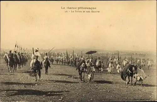 Ak Marokko, Le Sultan et son Escorte, Sultan mit Gefolge, Pferde, Maghreb