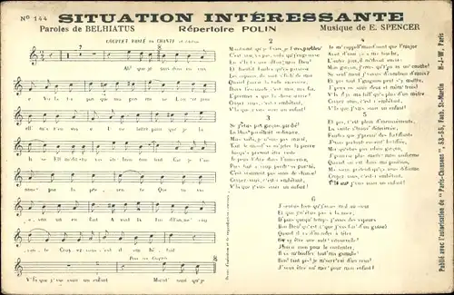 Lied Ak Situation Interessante, Paroles de Belhiatus, Musique de E. Spencer