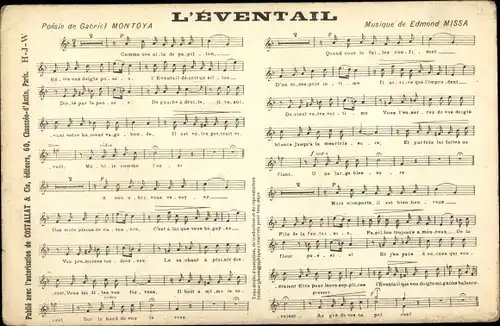 Lied Ak L'Eventail, Poesie de Gabriel Montoya, Musique de Edmond Missa