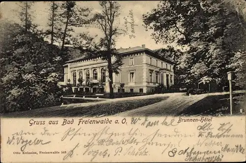 Ak Bad Freienwalde an der Oder, Brunnnenhotel, Straßenansicht