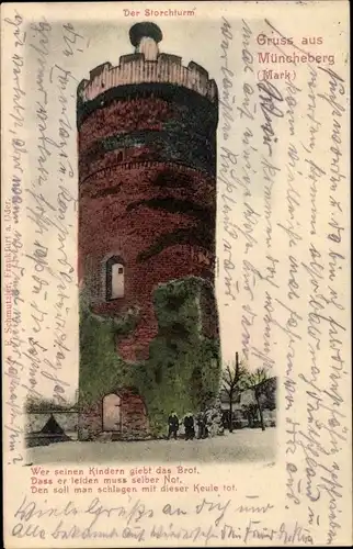 Ak Müncheberg Märkisch Oderland, Der Storchturm