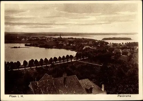 Ak Plön am See Schleswig Holstein, Panorama vom Ort