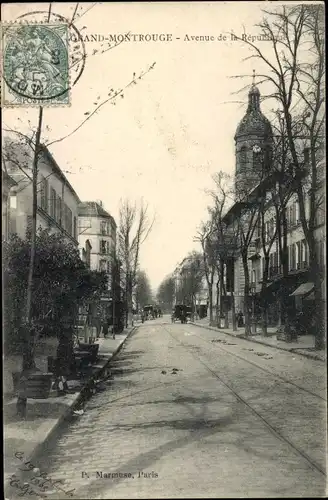 Ak Montrouge Paris, Avenue de la République, Straßenpartie