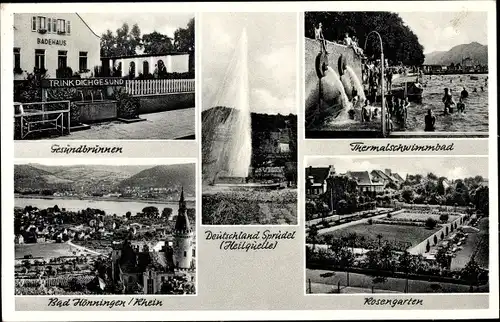 Ak Bad Hönningen Rheinland Pfalz, Gesundbrunnen, Thermalschwimmbad, Rosengarten, Deutschland-Sprudel