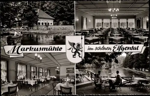 Ak Dabringhausen Wermelskirchen im Bergischen Land, Hotel Markusmühle, Innen- und Außenansicht