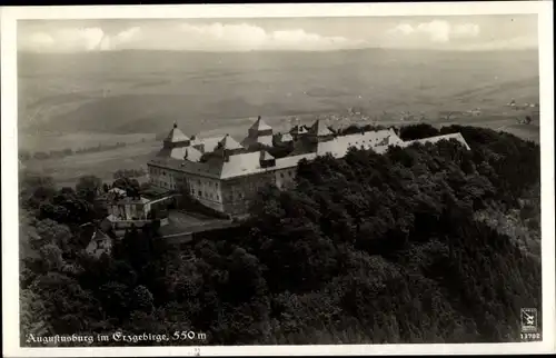 Ak Augustusburg im Erzgebirge, Klinke Fliegeraufnahme 13702