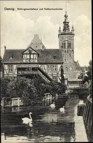 Ak Gdańsk Danzig, Müllergewerkshaus, Katharinenkirche 