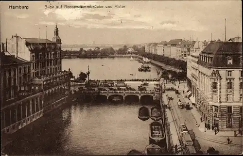 Ak Hamburg Altstadt, Blick auf Reesendammbrücke und Alster