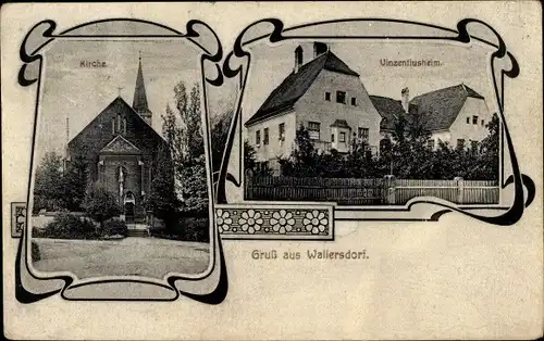 Passepartout Ak Wallersdorf Niederbayern, Kirche, Vinzentiusheim