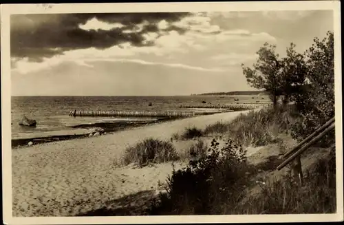 Ak Seebad Lubmin, Strandpartie, Düne, Buhnen