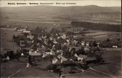 Ak Reinhardtsdorf Schöna in Sachsen, Gesamtansicht, Blick vom Zirkelstein