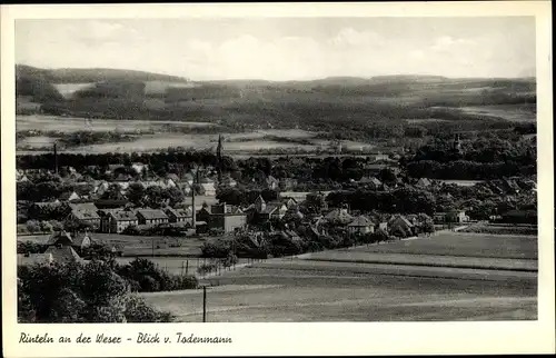 Ak Rinteln an der Weser, Blick vom Todenmann, Kirche, Wälder