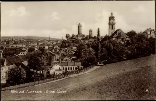 Ak Auerbach im Vogtland Sachsen, Kirche, Wohnhäuser