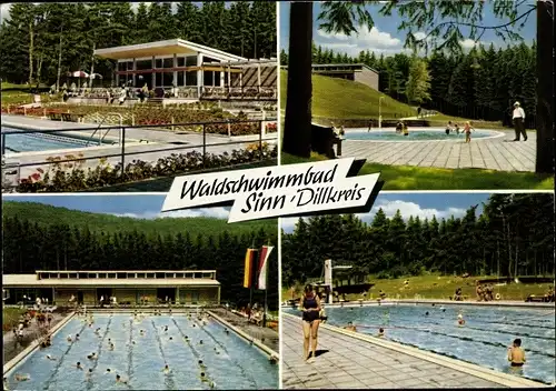 Ak Sinn in Hessen, Waldschwimmbad, Badegäste, Sprungturm, Schwimmbecken
