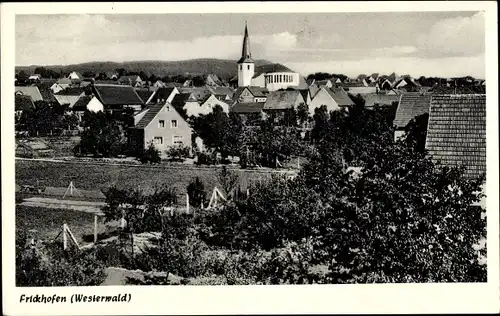 Ak Frickhofen Dornburg in Hessen, Totalansicht vom Ort, Blick auf die Kirche