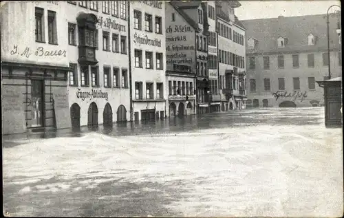 Ak Nürnberg in Mittelfranken Bayern, Obstmarkt bei der Hochwasserkatastrophe, 5. Februar 1909