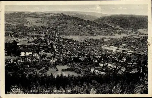Ak Murrhardt in Baden Württemberg, Panorama vom Ort mit Hohenstein u. Wolkenhof
