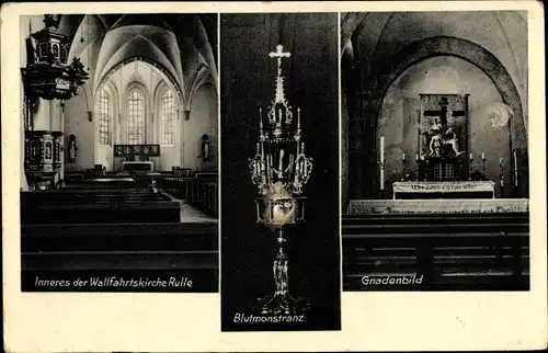 Ak Rulle Wallenhorst in Niedersachsen, Wallfahrtskirche, Innenansicht, Blutmonstranz, Gnadenbild