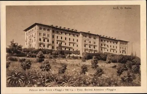 Ak Fiuggi Lazio, Palazzo della Fonte, Prop. Società Anonima, Arch. G. Burba