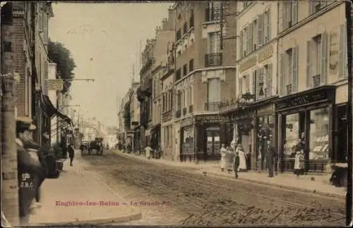 Ak Enghien les Bains Val d'Oise, La Grande Rue, Straßenpartie