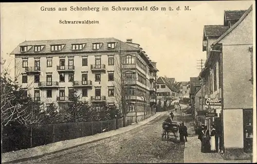 Ak Schömberg im Nordschwarzwald, Schwarzwaldheim, Geschäftshaus, Straßenpartie