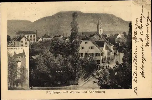 Ak Pfullingen in der Schäwbischen Alb, Wanne und Schönberg, Schönbergturm