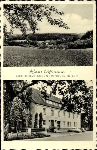 Ak Winkelshütten Borgholzhausen in Westfalen, Haus Uffmann, Inh. Adolf Hunger, Panorama