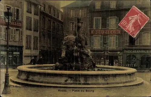 Ak Rodez Aveyron, Place du Bourg, magasins, Epicerie, Douziech, Cabaniols