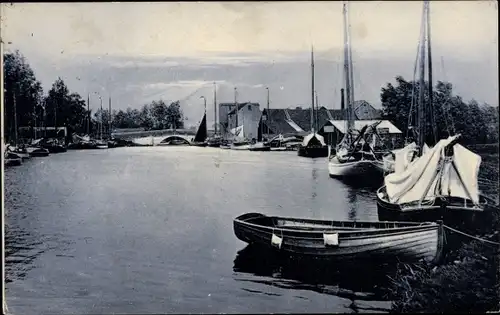 Ak Hamburg, Wasserpartie, Brücke, Segelboote