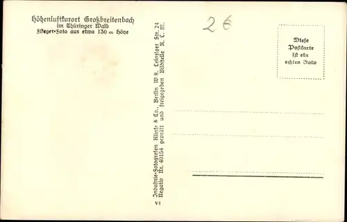 Ak Großbreitenbach in Thüringen, Fliegeraufnahme, Klinke & Co. 11211