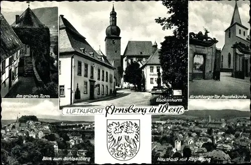 Ak Arnsberg im Sauerland, Glockenturm, Blick zum Schlossberg, Hirschberger Tor 
