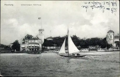 Ak Hamburg Nord Uhlenhorst, Fährhaus, Segelboot 