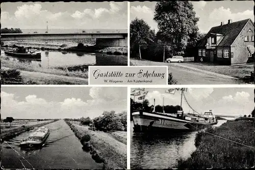 Ak Bockhorst im Emsland, Gaststätte zur Erholung, Inh. W. Wagener, Straßenansicht, Am Küstenkanal