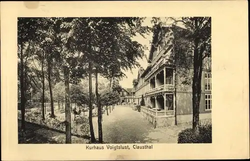 Ak Clausthal Zellerfeld im Oberharz, Kurhaus Voigtslust, Außenansicht m. Terrasse