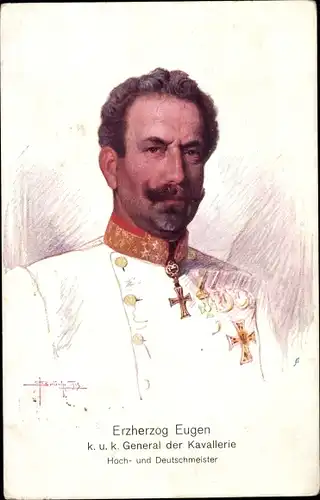 Künstler Ak Erzherzog Eugen, Kuk General der Kavallerie, Hoch- und Deutschmeister, Portrait