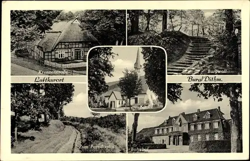 Ak Burg in Dithmarschen, Kranzerstraße, Burgwall, Bahnhof