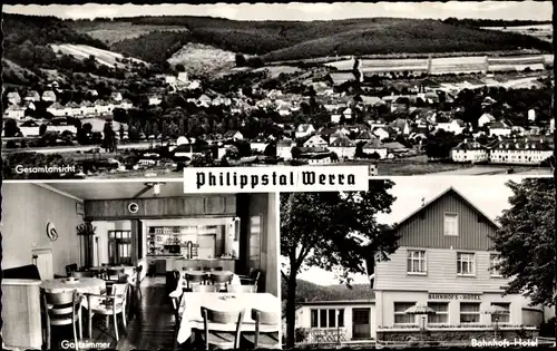 Ak Philippsthal an der Werra, Totalansicht, Bahnhofshotel, Inh. E. Schleenvoigt