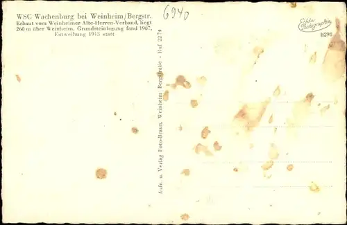 Ak Weinheim an der Bergstraße Baden, WSC Wachenburg