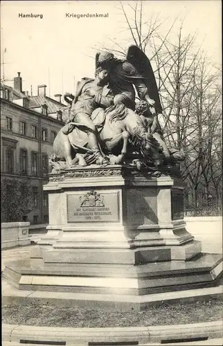 Ak Hamburg, Kriegerdenkmal, Straßenansicht, Wohnhäuser