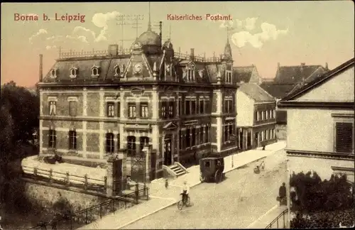 Ak Borna in Sachsen, Kaiserliches Postamt, Straßenansicht