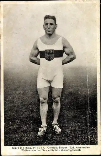 Ak Kurt Helbig aus Plauen, Olympiasieger 1928 Amsterdam, Weltmeister im Gewichtheben