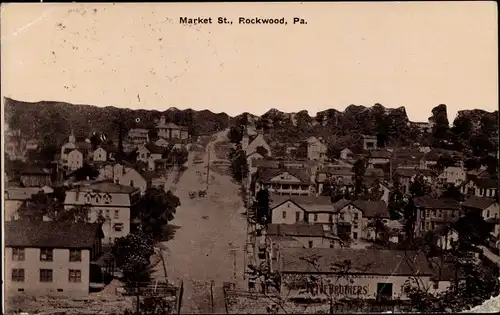 Ak Rockwood Pennsylvania USA, Market Street, Gebäude aus der Vogelschau