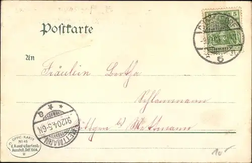 Ak Düsseldorf, Kunst u. Gartenbau Ausstellung 1904, Alt Düsseldorf, Garderoben G. Hettlage, Besucher