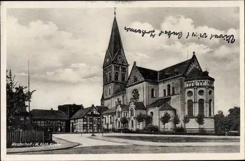 Ak Westerholt Herten im Ruhrgebiet, Katholische Kirche, Straßenansicht