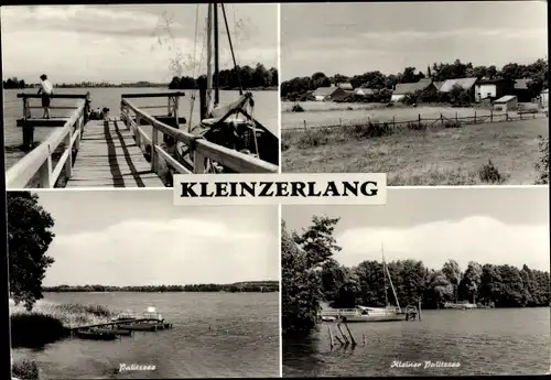 Ak Kleinzerlang Rheinsberg in Brandenburg, Anlegestelle, Segelboot, Ortspartie, Kleiner Palitzsee