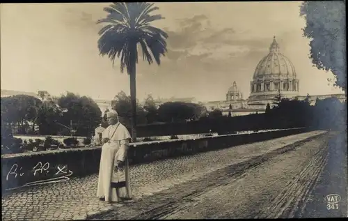 Ak Vatikan Rom Lazio, Papst Pius X, Straßenpartie, Petersdom