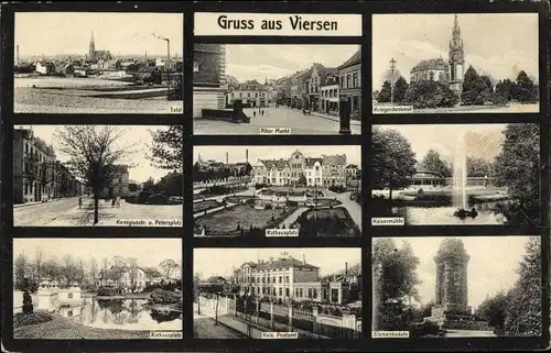 Ak Viersen in Nordrhein Westfalen, Alter Markt, Remigiusstraße, Petersplatz, Postamt, Kaisermühle